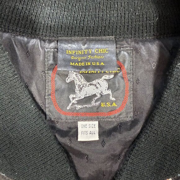 Infinity Chic Cats And Dogs Vintage 80s Bomber Jacket Womens One Size USA - Picture 2 of 8
